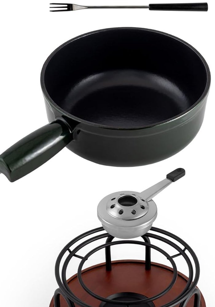 Swissmar F66351 Complete Fondue Set for 6 People - Cast Iron Pot with Beech Wood Base - Image 1